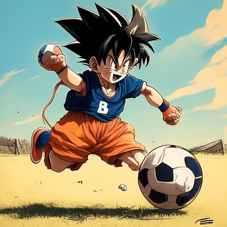 Goku (kid) Playing Soccer