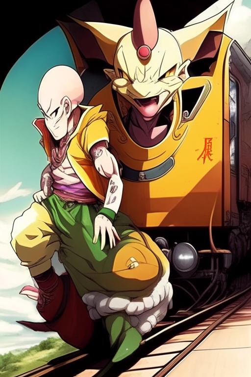 Tien shiran AND Chaos from Dragón Ball Taking Train