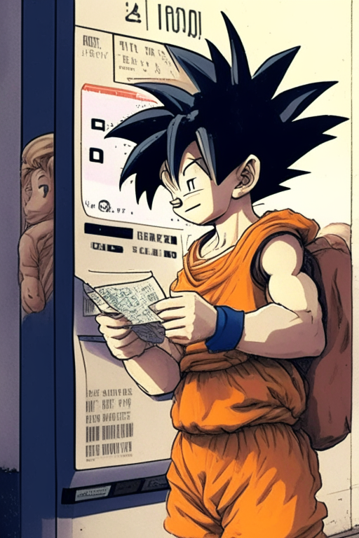 Goku (Kid) AND A Friend Buying Tickets to Moscow 