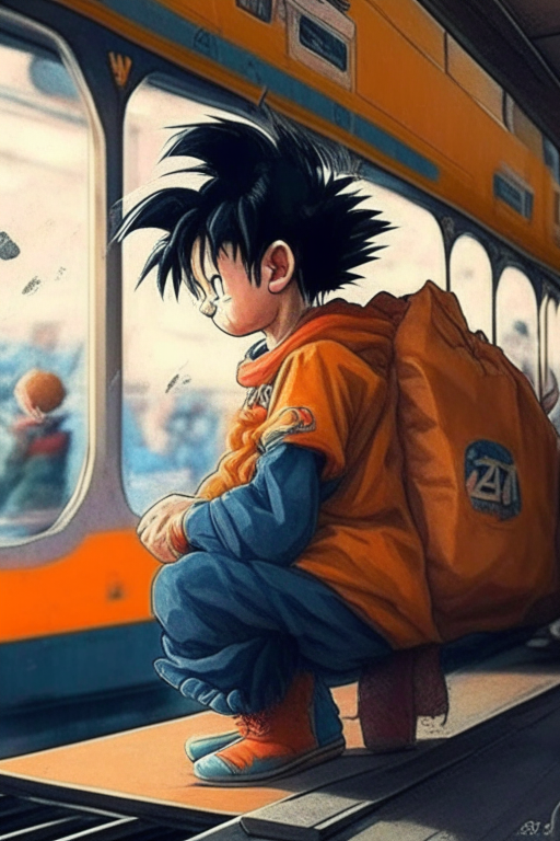 Goku (kid) taking A Train Tô Moscow 