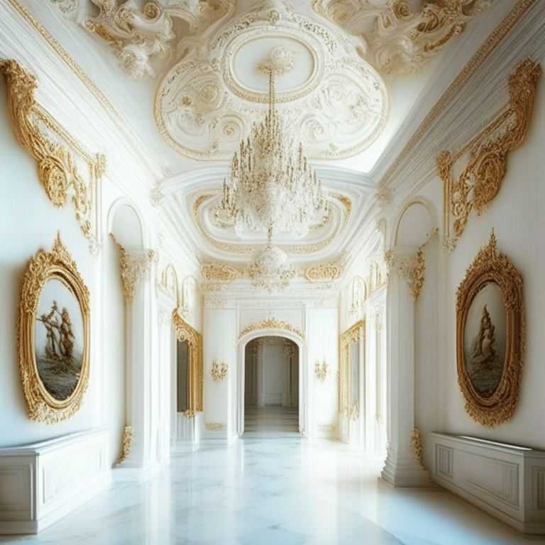 ¡Claro! Aquí tienes una descripción imaginaria del interior de un palacio con los elementos que mencionaste:
Te encuentras en el interior de un majestuoso palacio, rodeado de opulencia y lujo. Las paredes están pintadas de un brillante blanco marfil, resaltando la elegancia y sofisticación del lugar. Detalles dorados y plateados adornan cada rincón, añadiendo un toque de esplendor.
A medida que avanzas por los pasillos, tus ojos se encuentran con piedras preciosas incrustadas en los muros y columnas. Los diamantes brillan intensamente, proyectando destellos de luz en todas direcciones y creando un ambiente mágico.
El suelo de cristal, impecablemente pulido, te permite contemplar una vista impresionante. Debajo de tus pies, puedes admirar una laguna tranquila, llena de peces de colores exóticos y plantas acuáticas vibrantes. La sensación de caminar sobre el agua es cautivadora, casi etérea.
A medida que avanzas, pasas por estancias lujosas. Salas de estar con cortinas de seda blanca ondeando suavemente, muebles tapizados en terciopelo dorado y mesas decoradas con fina vajilla de plata. Grandes lámparas de cristal cuelgan del techo, iluminando cada rincón con su resplandor deslumbrante.
En el centro del palacio, una magnífica sala del trono espera tu llegada. El trono, tallado en madera de roble y cubierto con detalles dorados y plateados, se encuentra en un estrado elevado. A ambos lados, pilares de mármol blanco sostienen un techo ornamentado con pinturas que narran historias épicas.
Este imaginario palacio es un verdadero espectáculo de lujo y opulencia. Cada detalle ha sido cuidadosamente diseñado para evocar una sensación de grandeza y magnificencia.