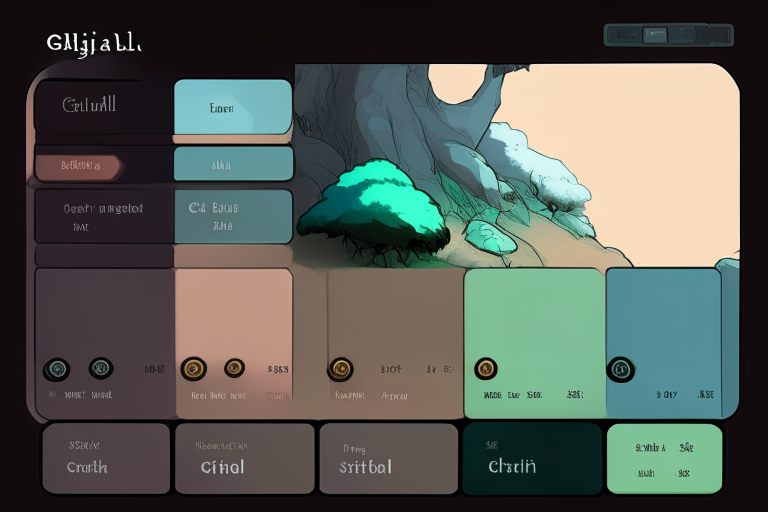 soft shadow and ghibli anime colors videogame user interface made of slick stone