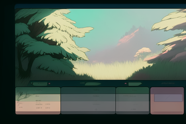 soft shadow and ghibli anime colors videogame user interface in right part of the screen