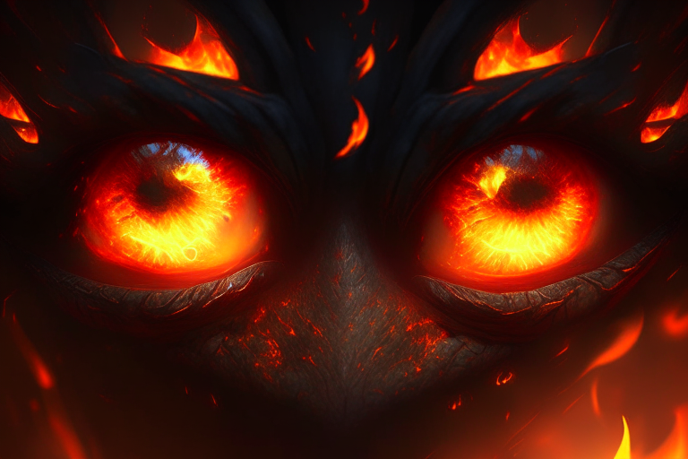 Its eyes glowed like fiery embers, filled with a malevolence that could consume souls.