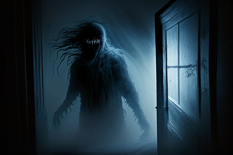 The scary figure in the dark room moved closer, and the air turned frigid, stealing their breath