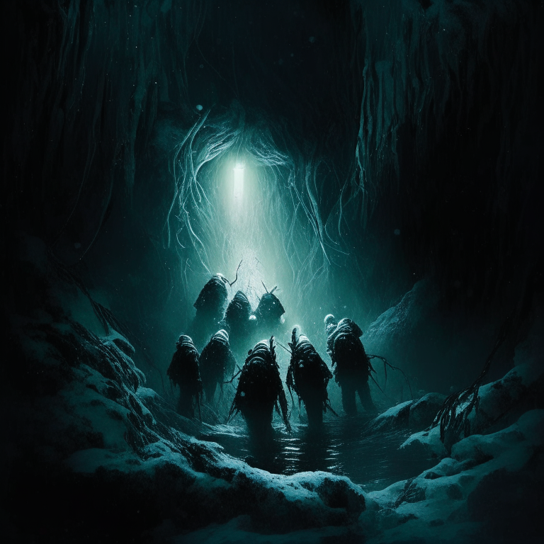 One by one, their flashlights died, plunging them into absolute darkness. Their screams pierced the silence as icy tendrils wrapped around their bodies, dragging them deeper into the abyss.