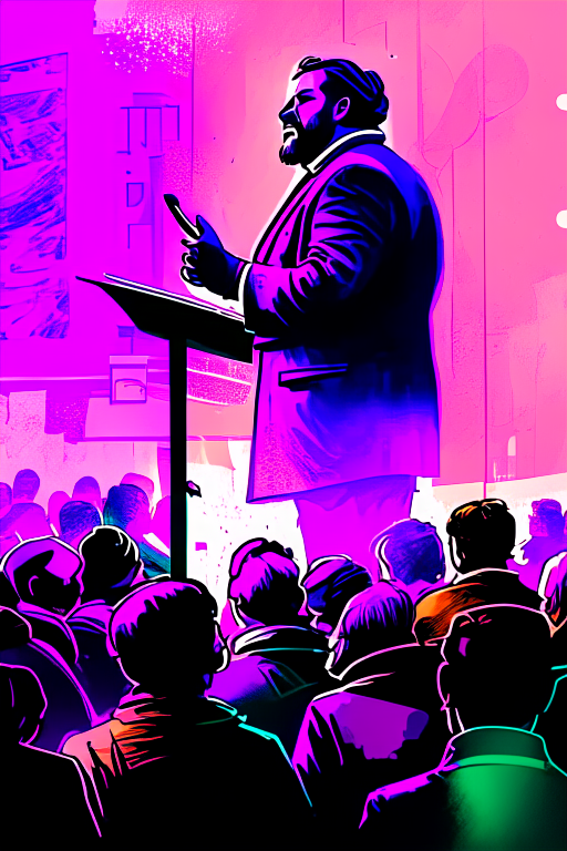 A preacher talking about hope to people in troubles. in pastel solid colour and thick uneven outline, high res beautiful lighting