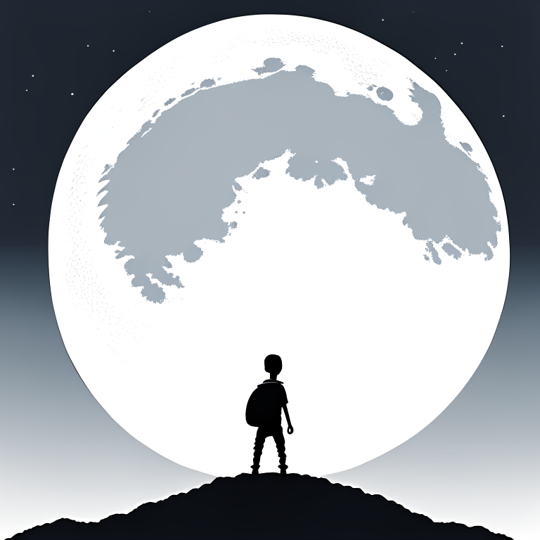 A SMALL BOY STAND ON BIG MOON