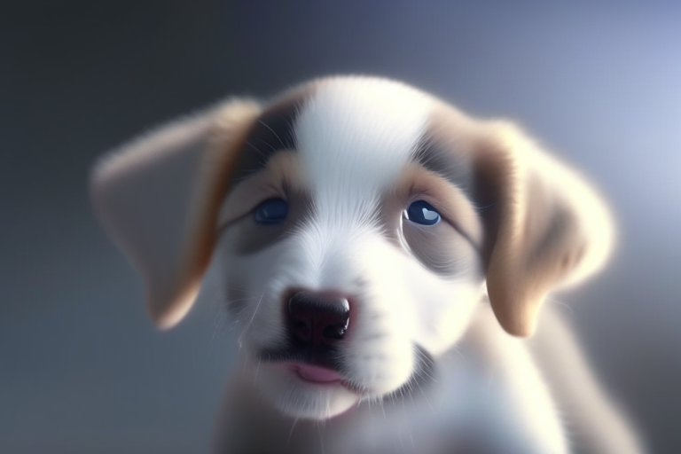 a puppy licking its lips after sipping milk, with a blurred background, 4k