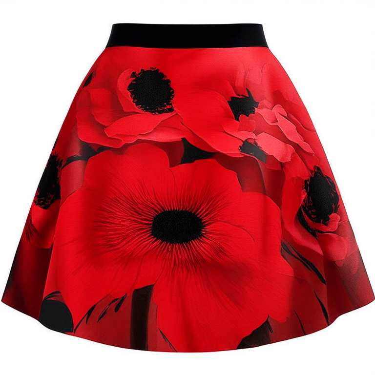 design me beautifu red flower,  Skirt 