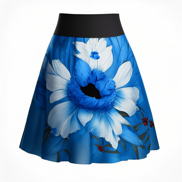 design me beautifu blue flower,  Skirt 