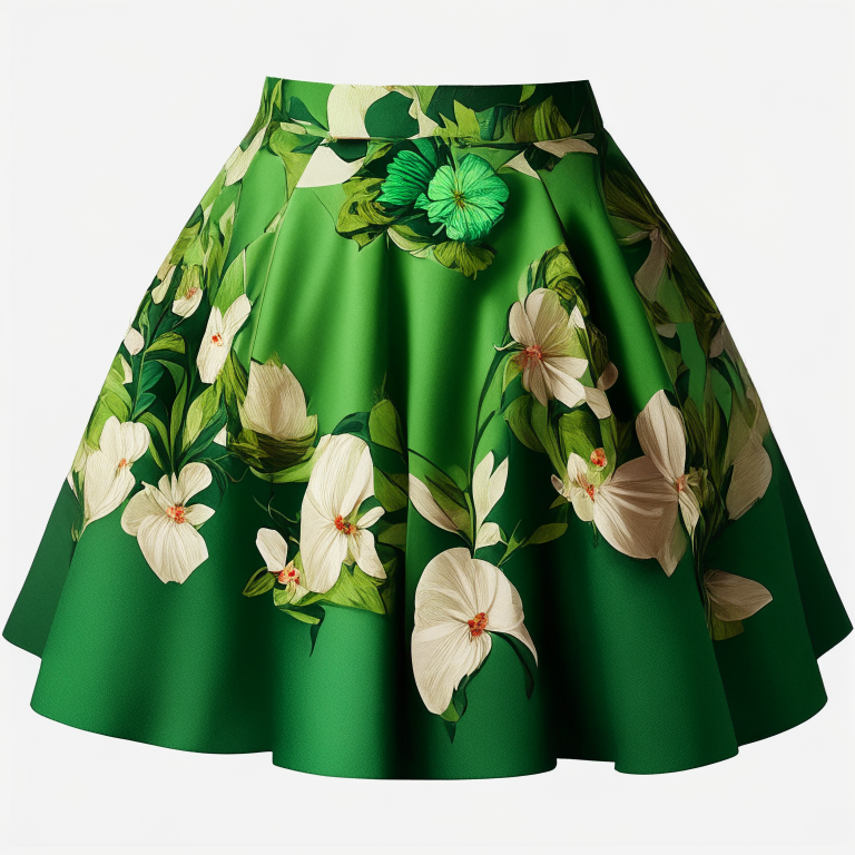 design me beautifu green flower ,  skirt 