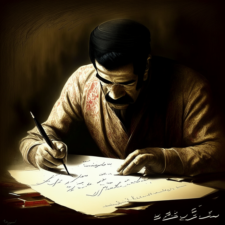 Saddam Hussain writing  