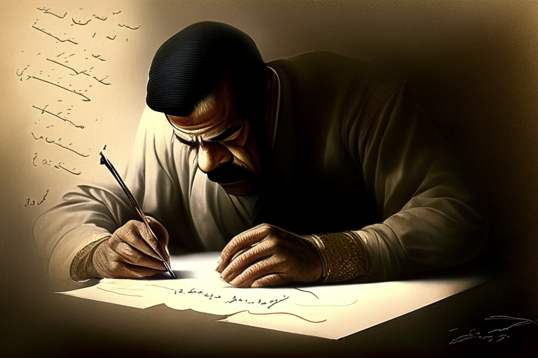 Saddam Hussain writing  