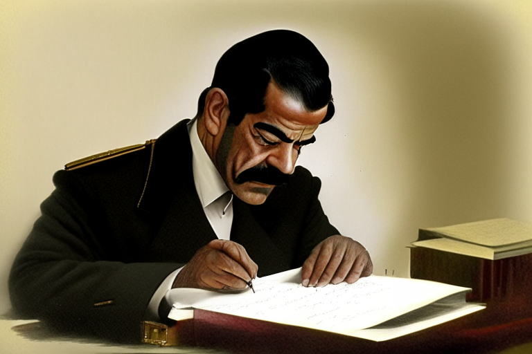 Saddam Hussain writing book