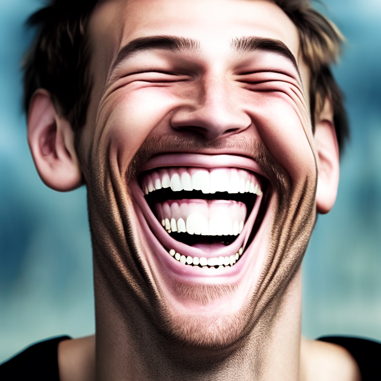 A men laughing wearing braces
