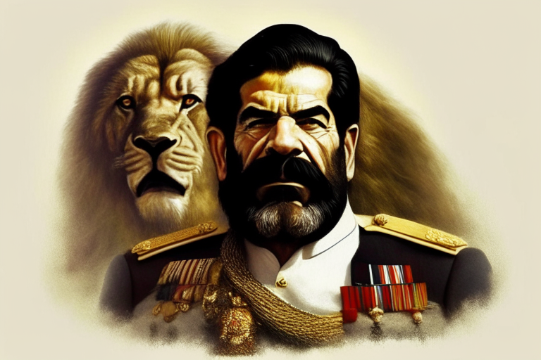 Saddam Hussain as symbol lion of Iraq