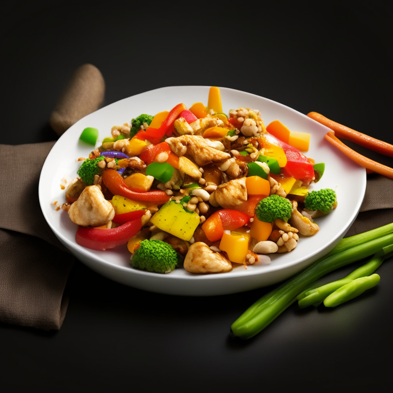 chicken stir-fry with mixed vegetables, 4k