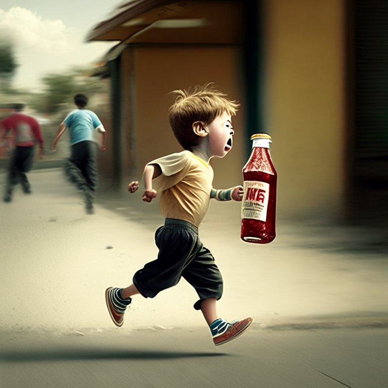 kid running with a soda