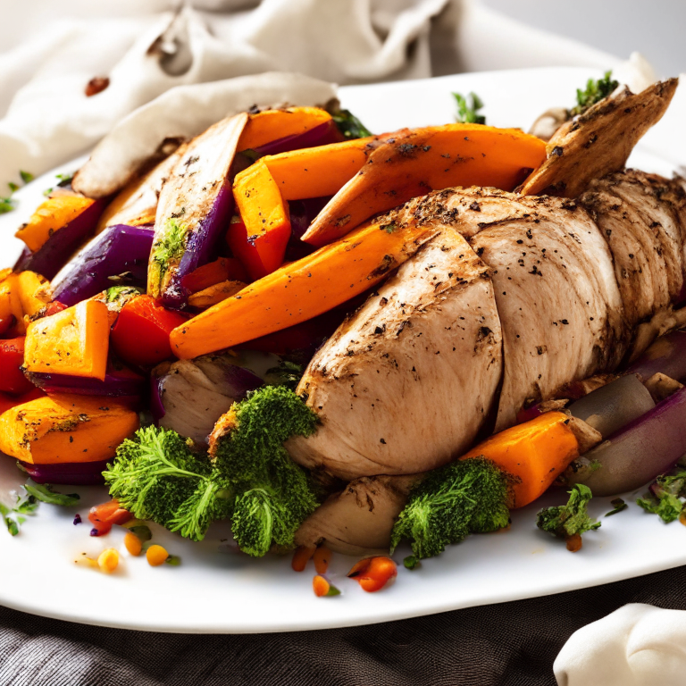 herb-roasted turkey breast with roasted vegetables, 4k