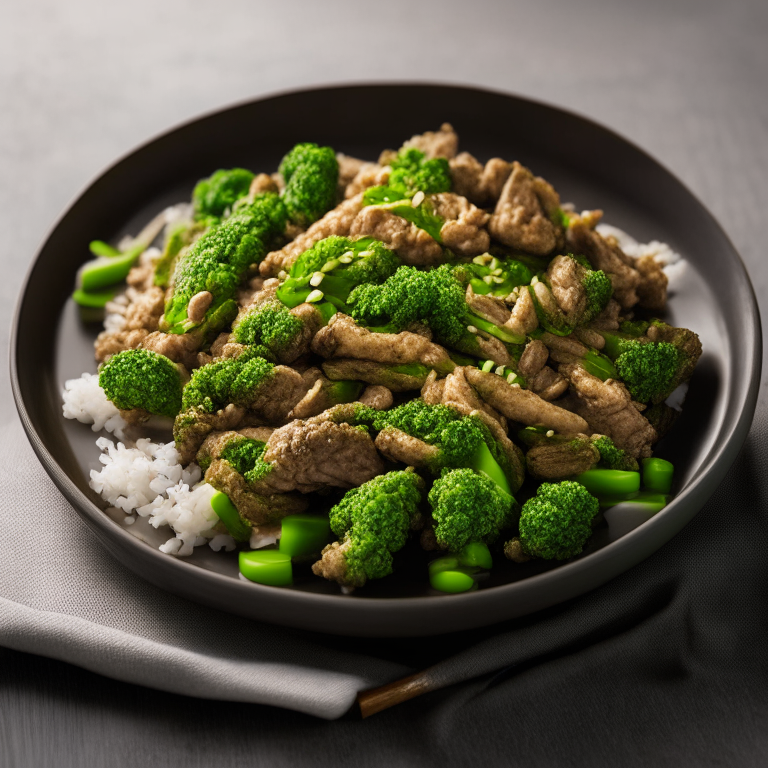 pork stir-fry with broccoli and snow peas, 4k