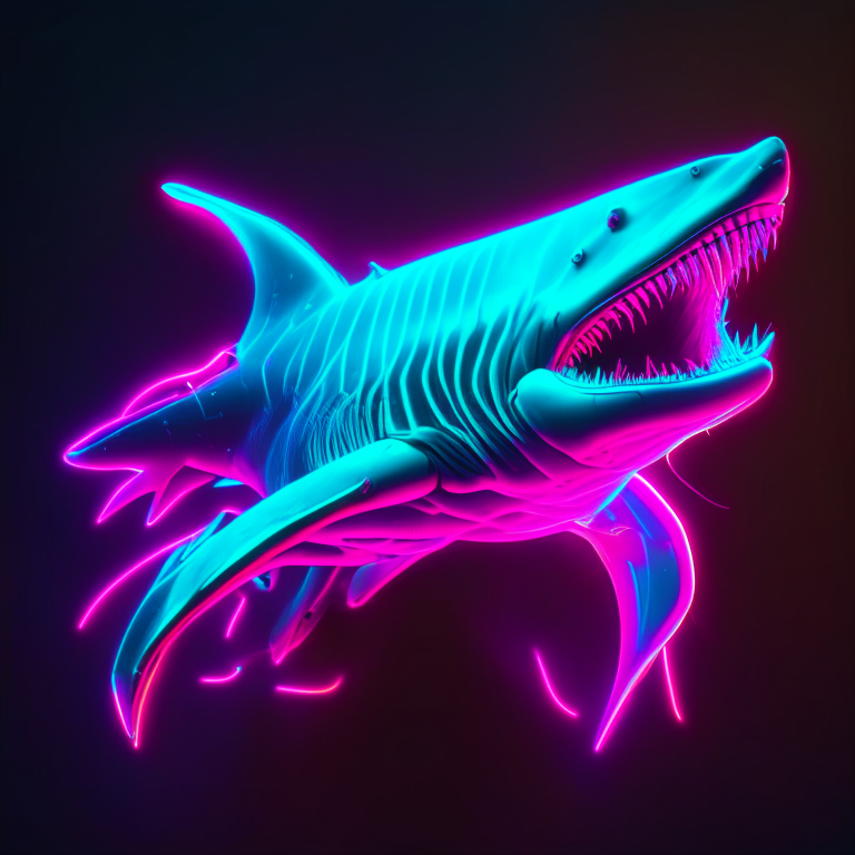 a shark in neon style | Image by Pulsar | Genmo