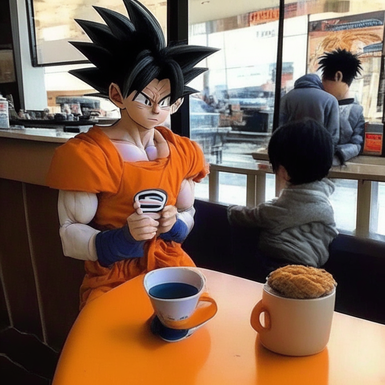 Goku (kid) at a coffe in são Paulo Being Recognized 