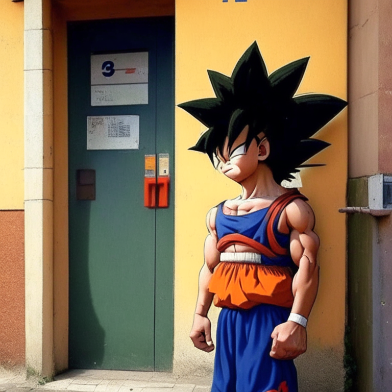 Goku (kid) At the Door of a School In Brazil