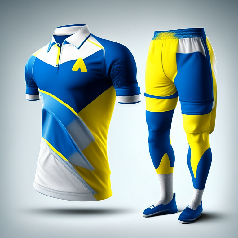 a creative uniform with marin blue, white and yellow