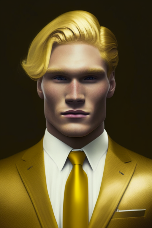 a man in a suit with golden hair