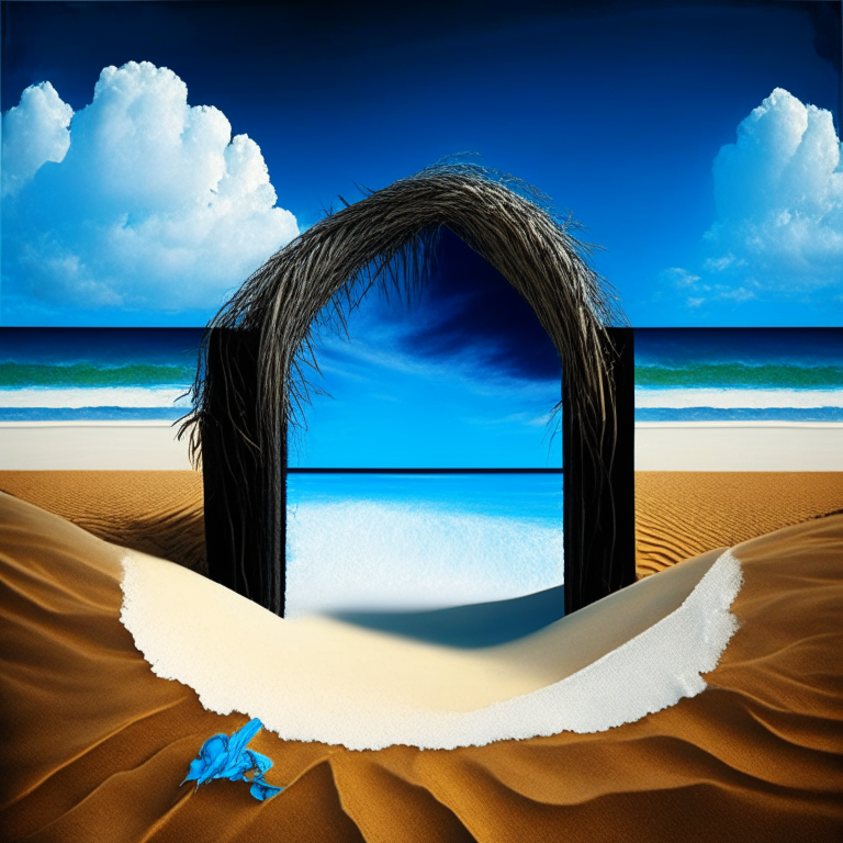 seasons, black nether portal, beach, blue sky, sugar cane
