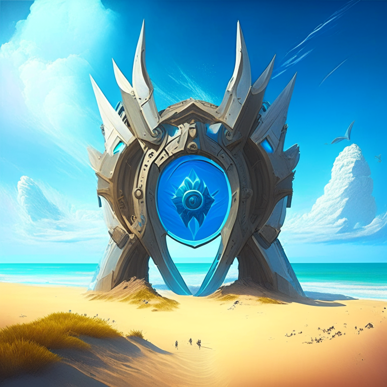 seasons, armored nether portal, beach, blue sky, turbines