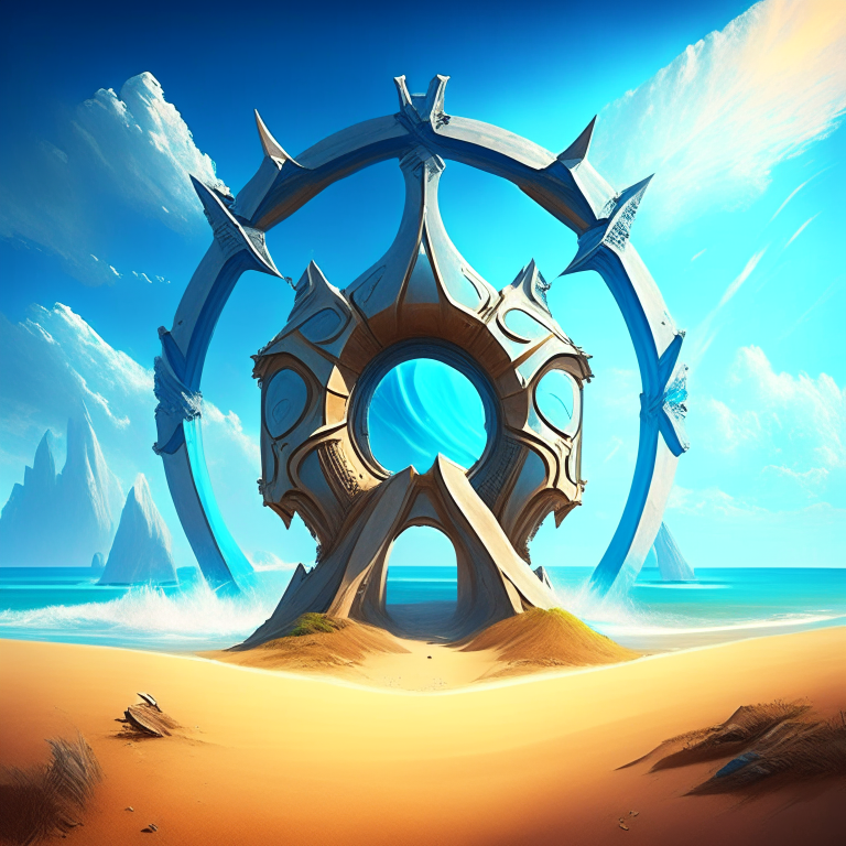 seasons, armored nether portal, beach, blue sky, turbines