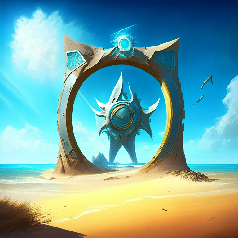 seasons, armored nether portal, beach, blue sky, turbines