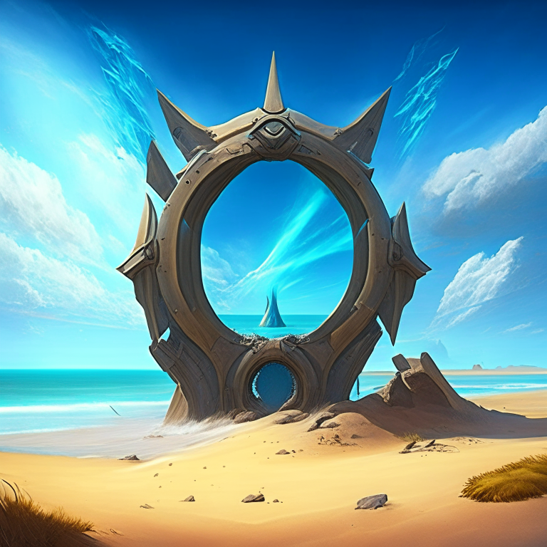 seasons, armored nether portal, beach, blue sky, turbines