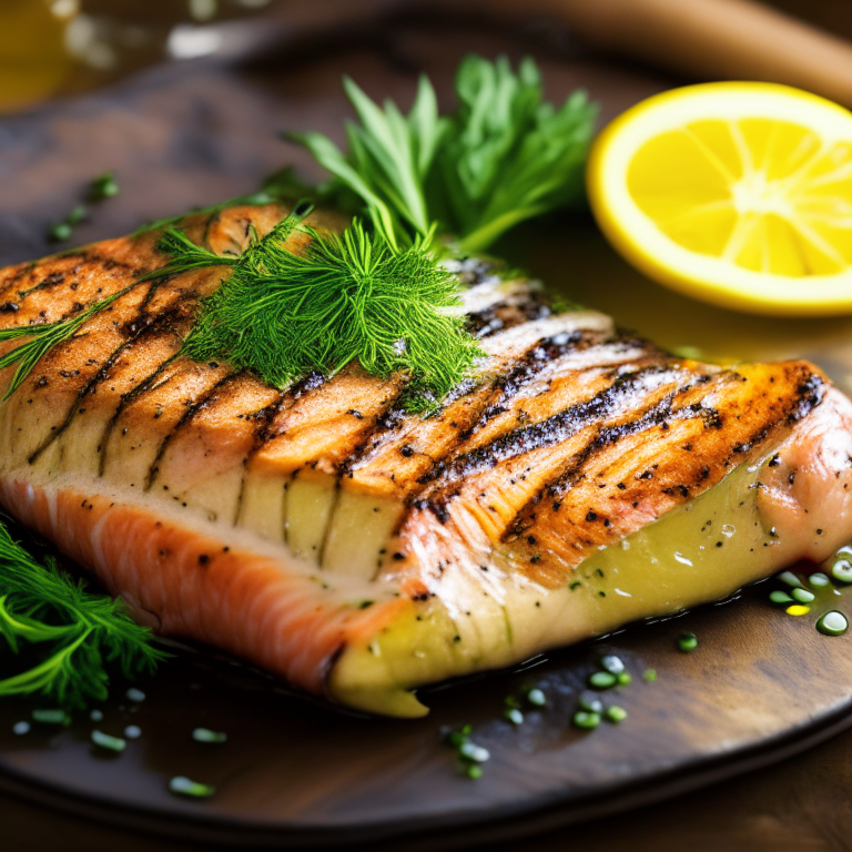 grilled lemon herb salmon, 4k