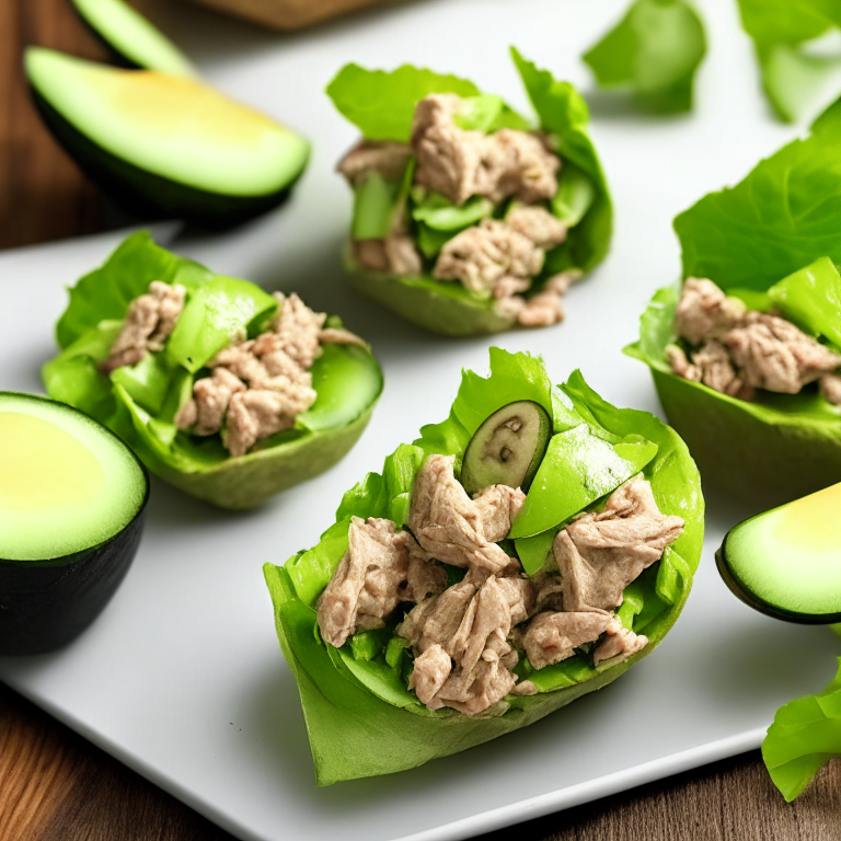 tuna salad lettuce wraps with avocado, 4k