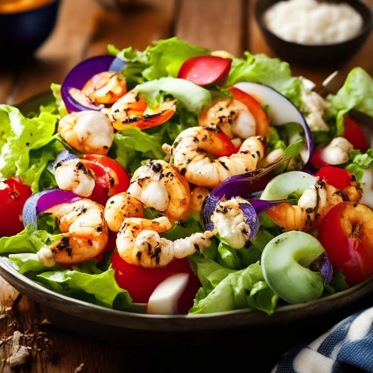 Greek-style grilled shrimp salad, 4k