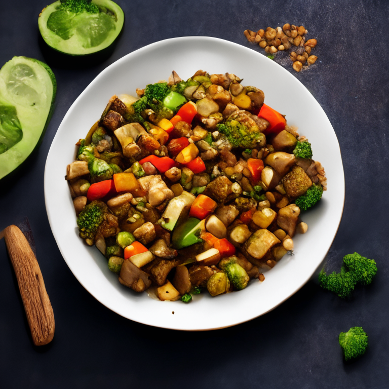 lentil and vegetable stir-fry with tofu, 4k