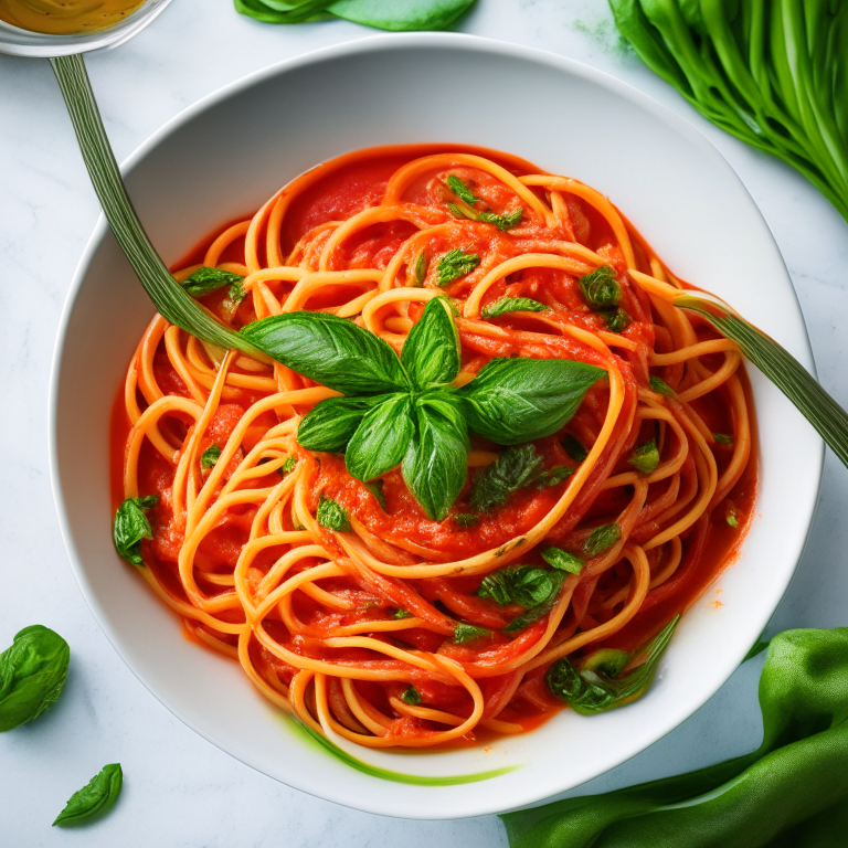 Zucchini Noodles with Tomato and Basil Sauce, 4k