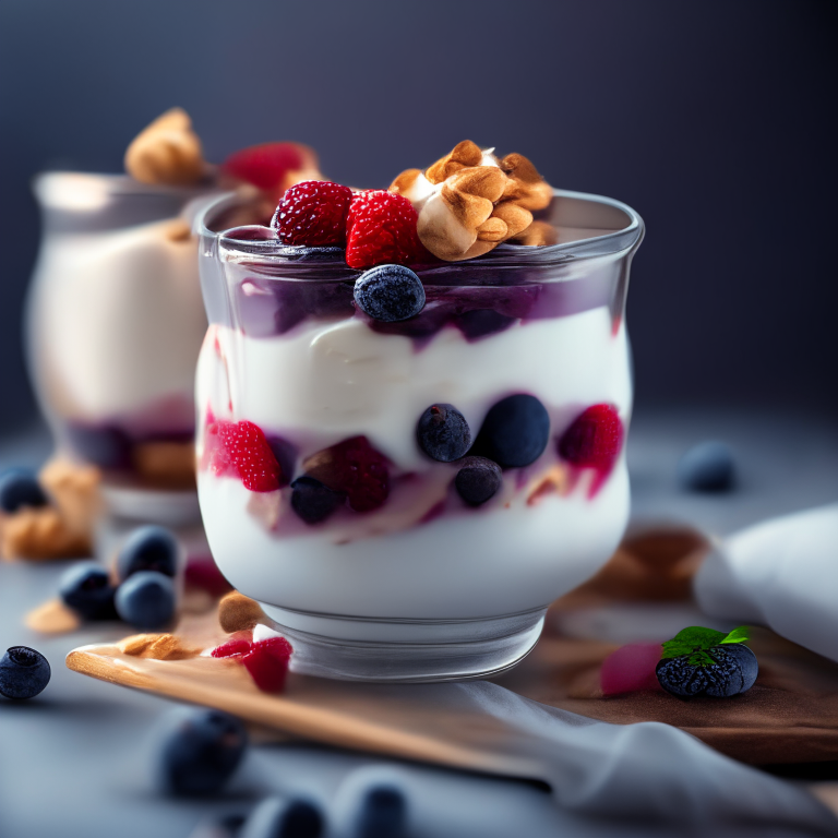 Mixed Berry Parfait with Greek Yogurt and Almonds, 4k