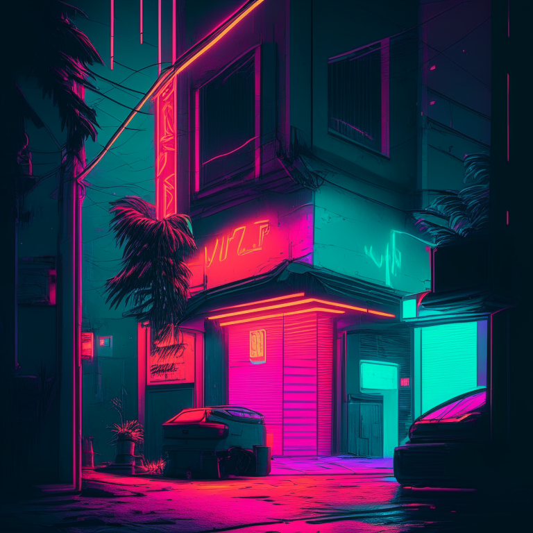 a lofi style image with neon colors