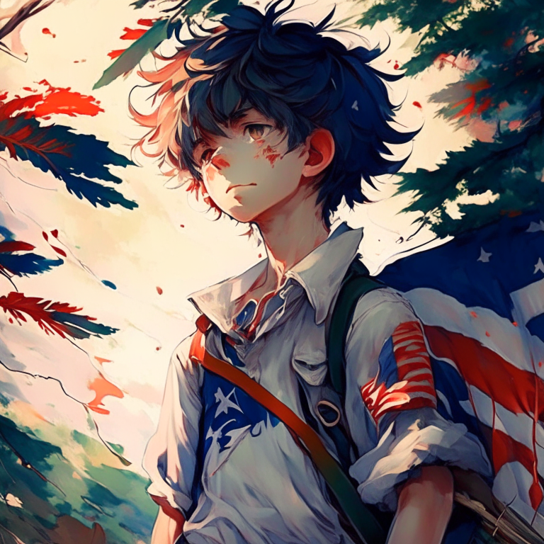 Paint me usa boy anime, in the nature, 