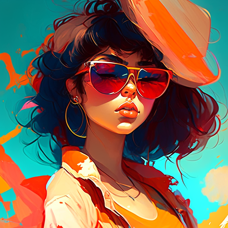 Paint me Spanish girl anime, sunglasses 