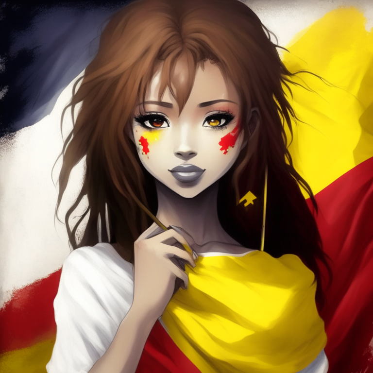 Paint me beautiful girl Mali  anime, with flag Mali