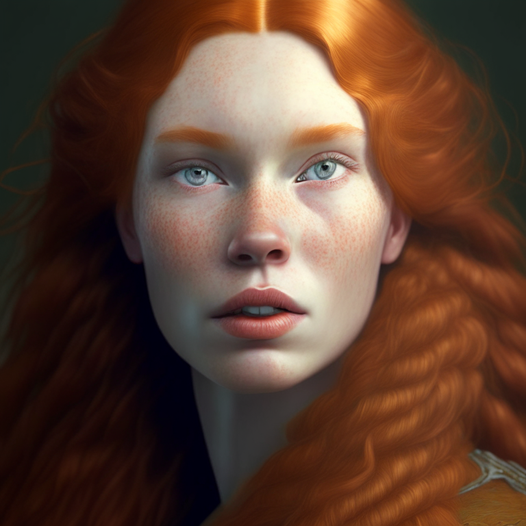A portrait of a beautiful  hyperrealistic ginger princess, deitailed, high resolution 