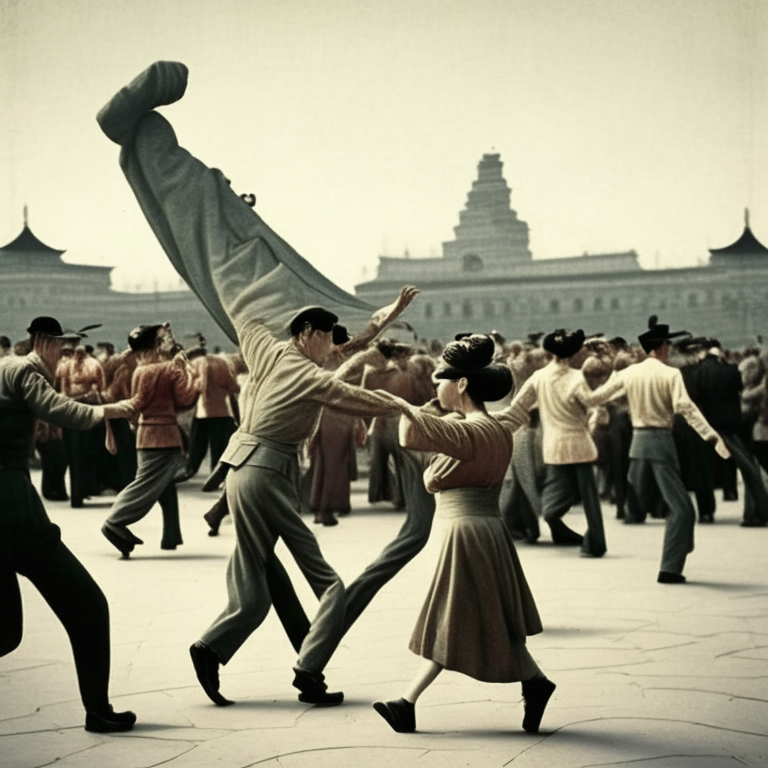 people from the Third Reich 
 dancing in Tiananmen Square
