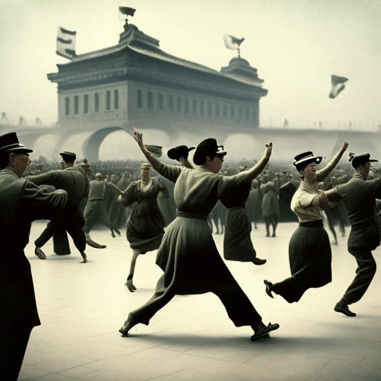 people from the Third Reich 
 dancing in Tiananmen Square
