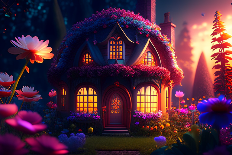 a flower house in a fantasy world