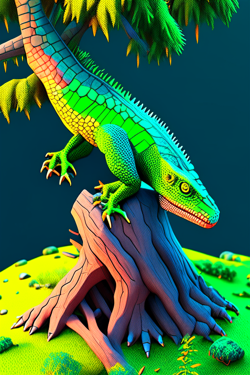 a fantastic reptile  at the tree
